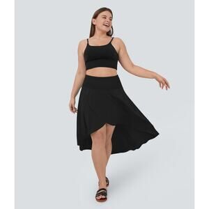 Halara Women's Breezeful High Waisted Dance Skirt, Size 3X Black 2-in-1 Skort